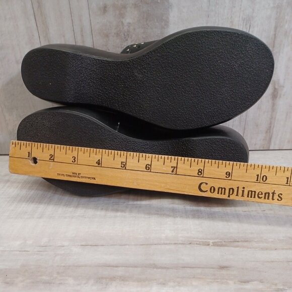 ✅Tommy Hilfiger Black Studded Leather Mules Womens Size 8.5M slip On Clogs Heels - Picture 13 of 15